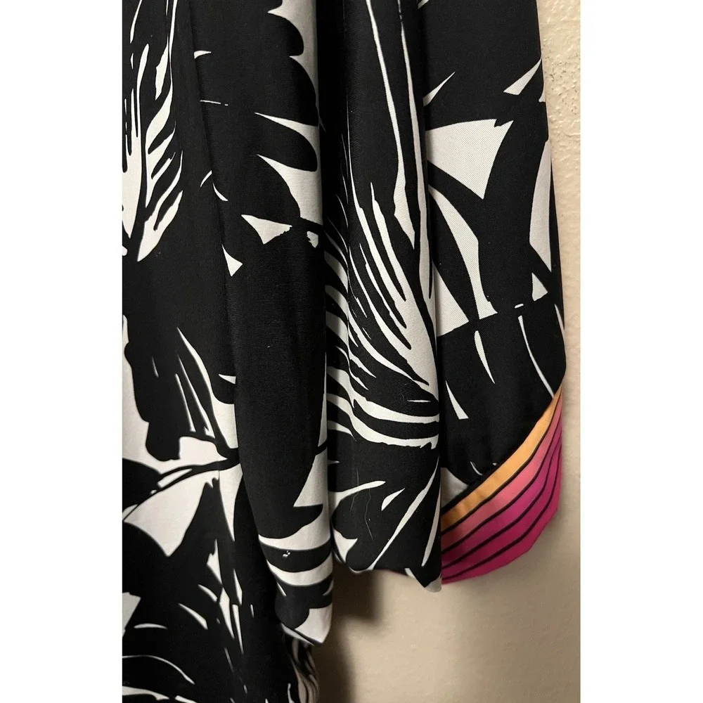 Trina Turk Lennox Swim Cover Up Beach Resort Tunic Dress Black White Pink Size M